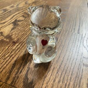 Fenton Art Glass Bear Ruby Red Heart July Birthstone Paperweight USA Valentines
